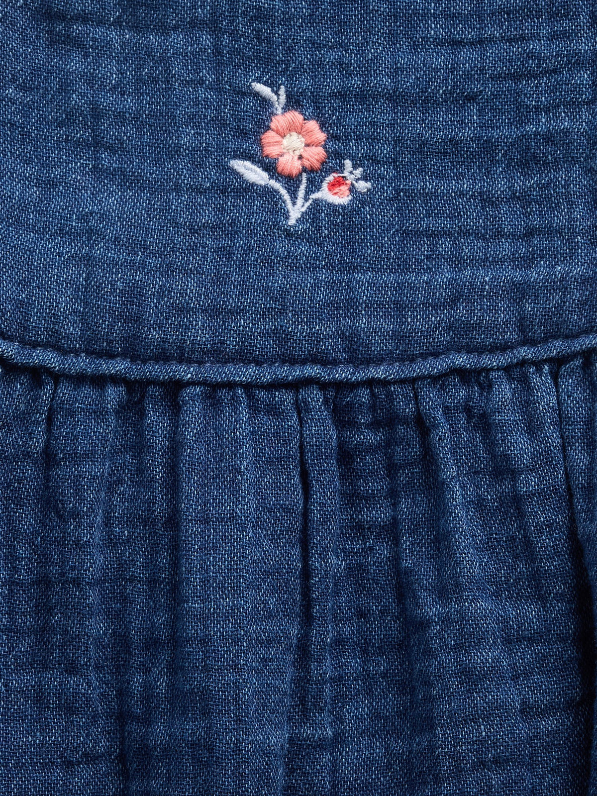 Koyu Mavi Pamuk Gauze Denim Balon Bodysuit