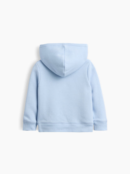 Açık Mavi Sherpa Astarlı Logo Fermuarlı Sweatshirt