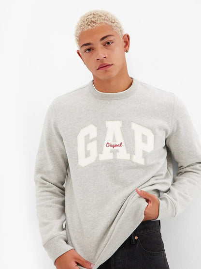 Koyu Gri Gap Logo Bisiklet Yaka Sweatshirt