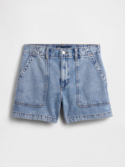 Açık Mavi 4 High Rise Supersoft Denim Utility Şort
