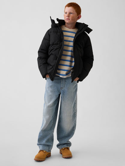 Siyah Relaxed Puffer Şişme Mont