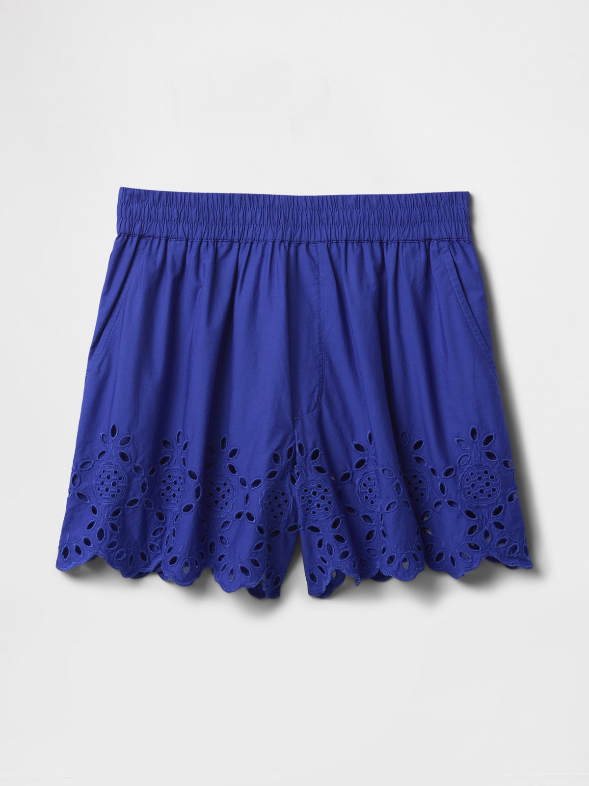 Mavi Eyelet Poplin Şort