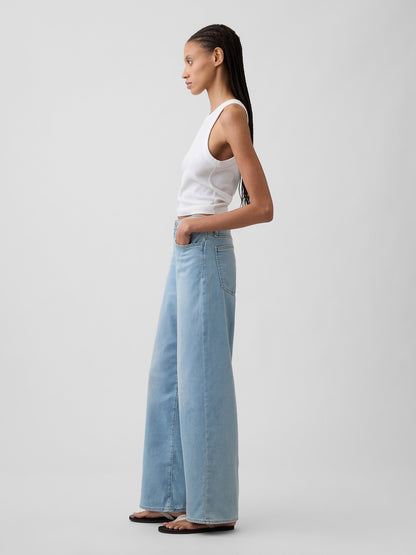 Açık Mavi High Rise Wide-leg Jean Pantolon