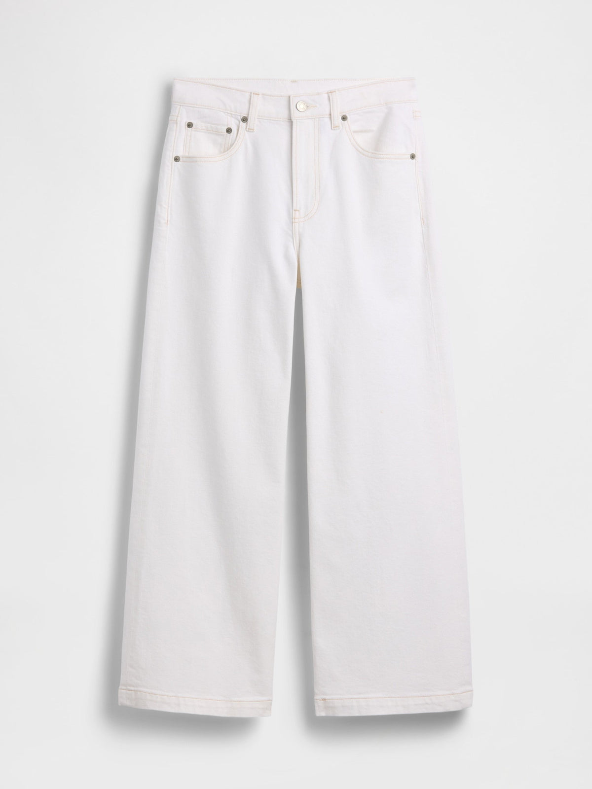 Beyaz High Rise Stride Wide-leg Ankle Jean Pantolon