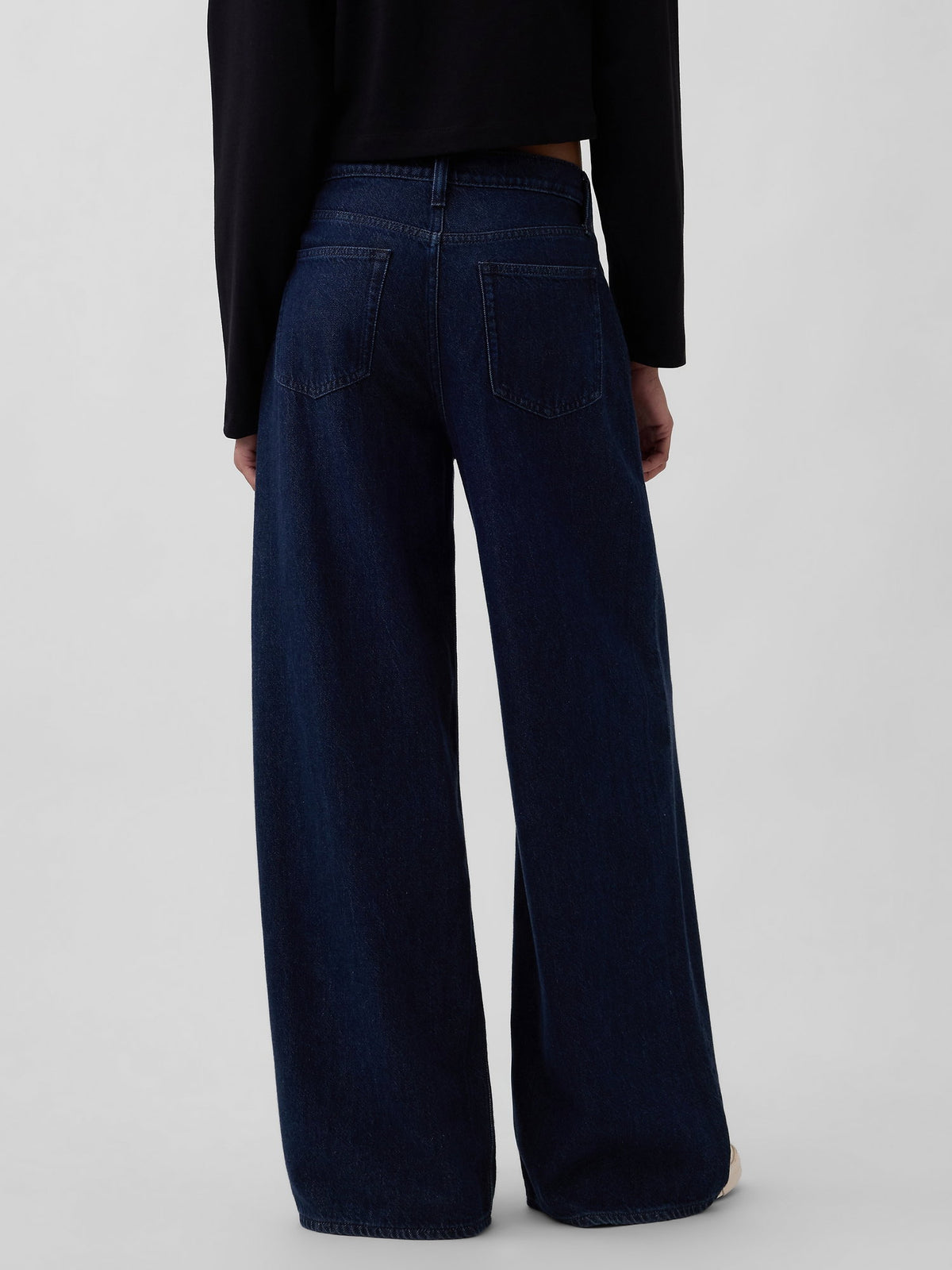 Koyu Mavi Mid Rise Ultrasoft Baggy Jean Pantolon