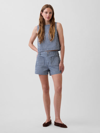 Mavi 3.5 High Rise Gingham Relaxed Straight Denim Şort