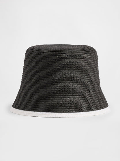 Siyah Straw Bucket Şapka