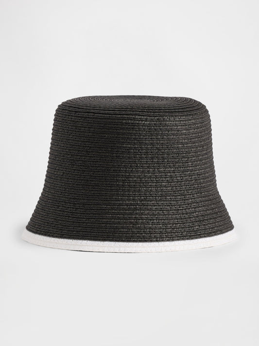 Siyah Straw Bucket Şapka