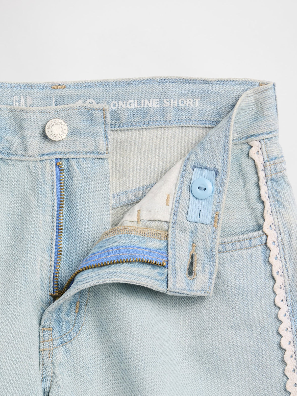 Açık Mavi Low Rise Longline Denim Şort