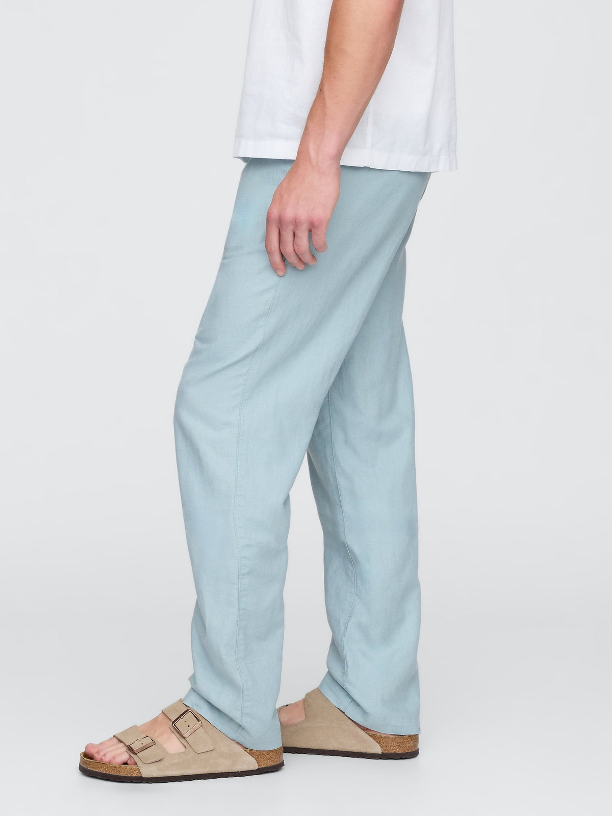 Açık Mavi Keten Karışımı Khaki Pantolon