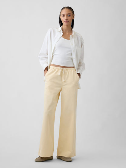 Sarı Mid Rise Pull-on Wide-leg Jean Pantolon