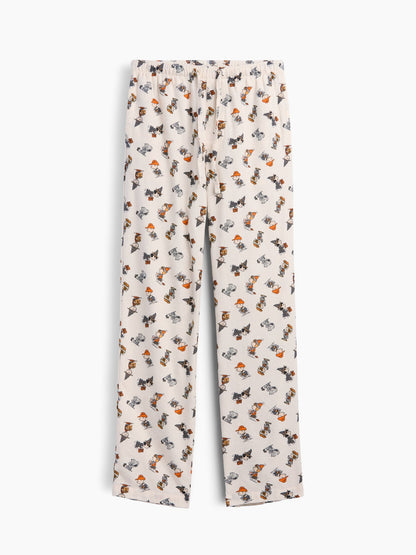 Kırık Beyaz Peanuts Relaxed Baskılı Flannel Pijama Altı