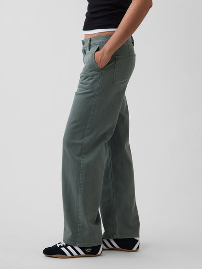 Yeşil Low Rise '90s Loose Khaki Pantolon