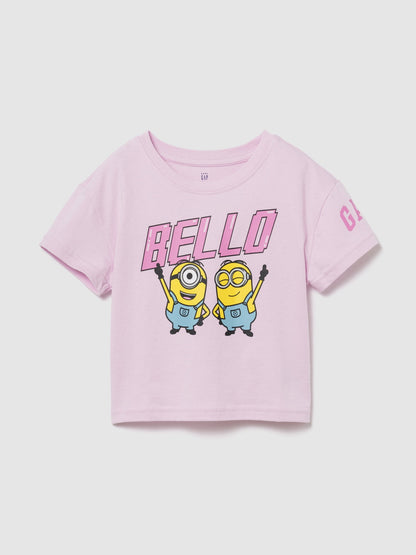 Açık Pembe Minyonlar Grafik Baskılı T-shirt