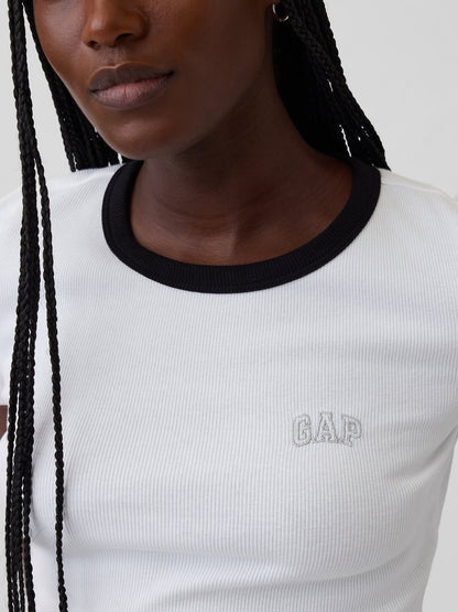 Açık Pembe Ribbed Gap Logo Baby Crop T-shirt