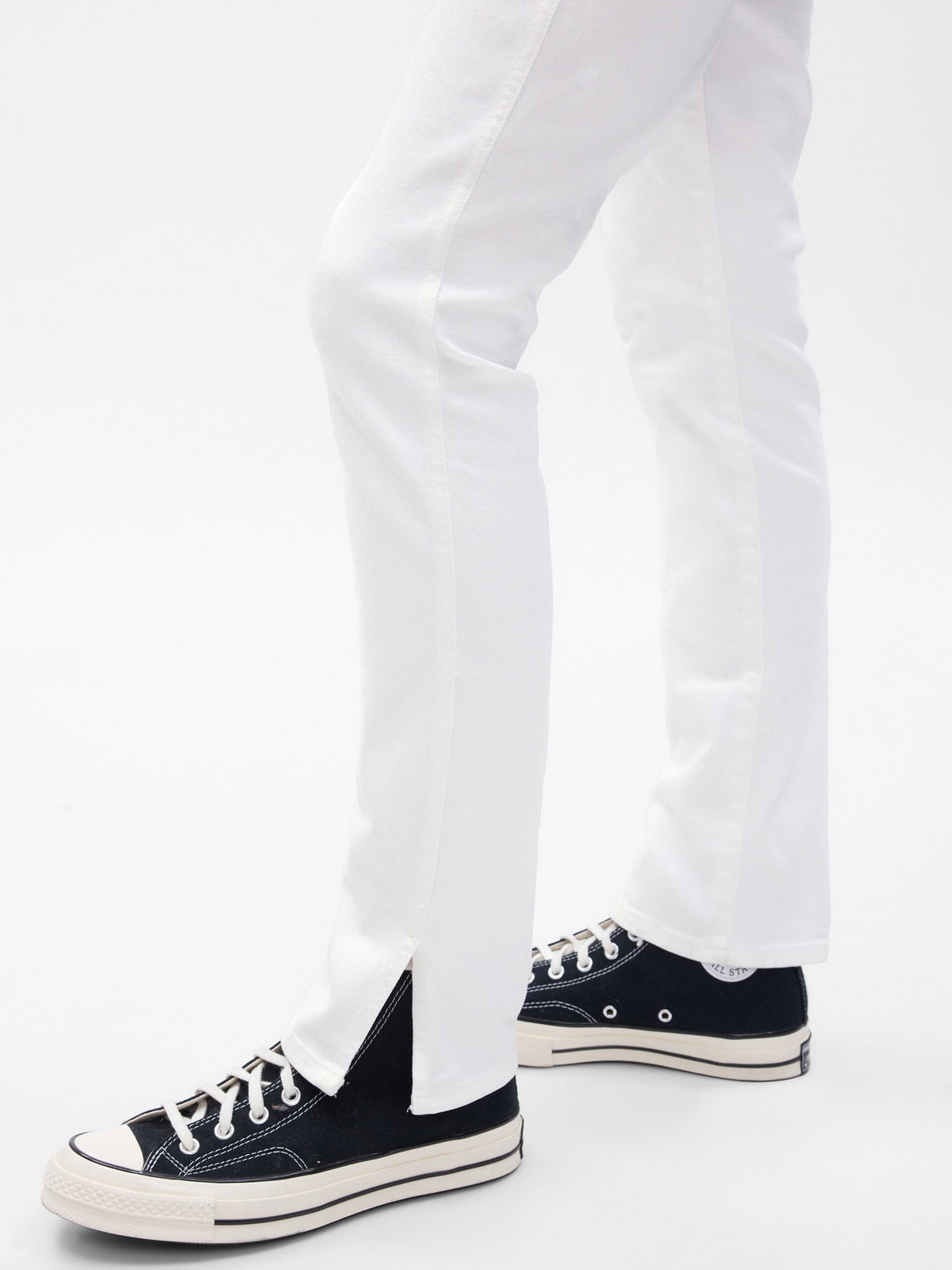 Beyaz High Rise Vintage Slim Jean Pantolon