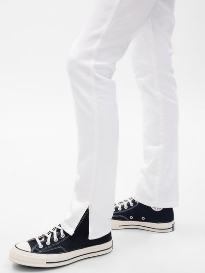 Beyaz High Rise Vintage Slim Jean Pantolon