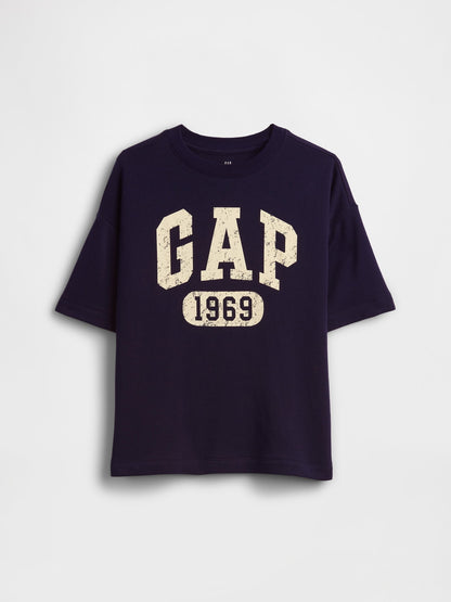 Lacivert Fransız Havlu Kumaş Relaxed Gap Logo T-shirt