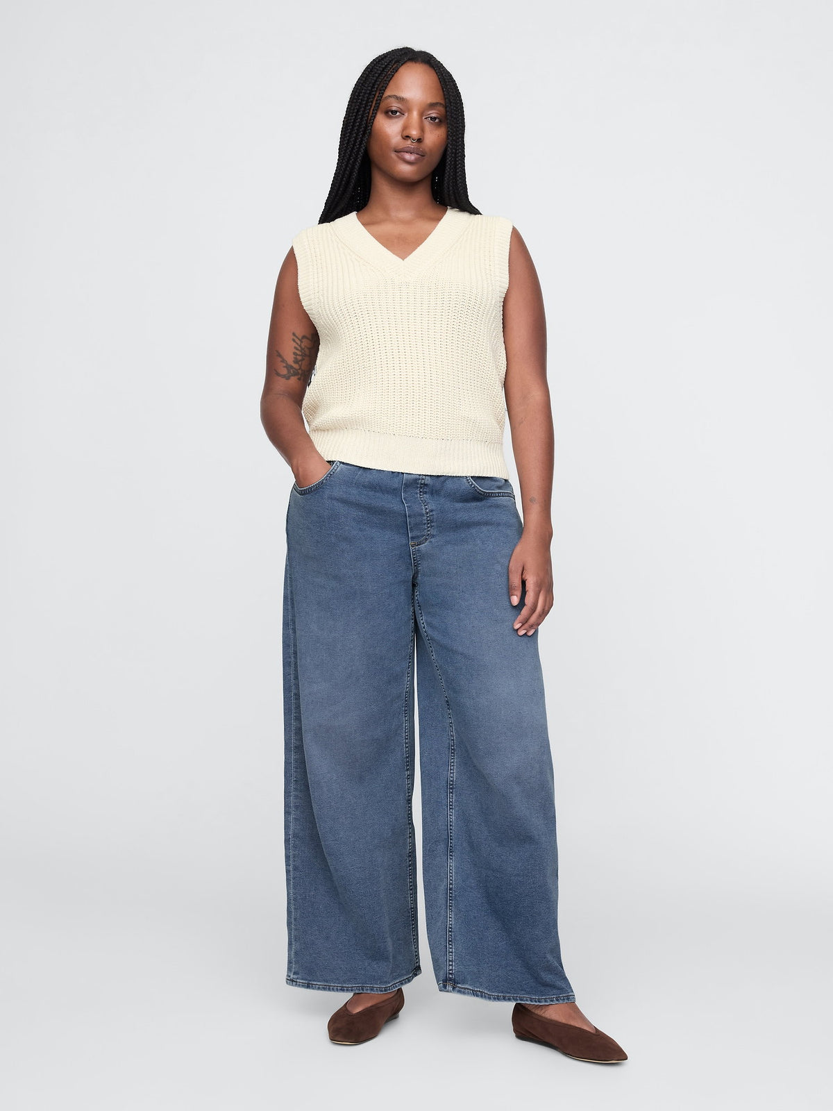Lacivert Mid Rise Easy Baggy Jean Pantolon