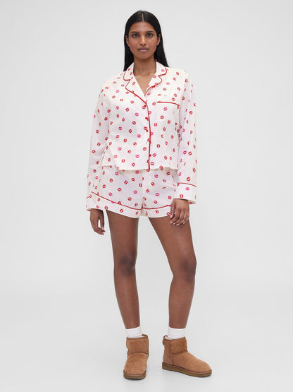 Kırık Beyaz Gap × Summer Fridays Relaxed Poplin Kiss Pijama Üstü