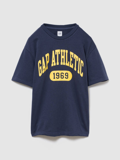 Lacivert Relaxed Fransız Havlu Kumaş Grafik Baskılı T-shirt