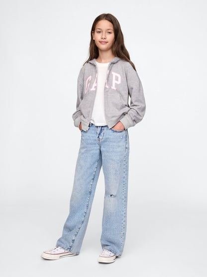 Gri Relaxed Gap Logo Fermuarlı Sweatshirt