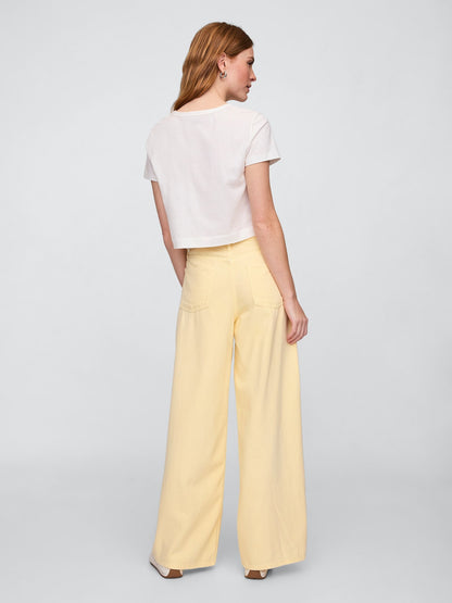 Sarı Baggy Utility Jean Pantolon