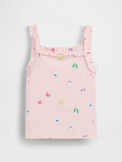 Pembe Fitilli Fırfır Apron Askılı Atlet
