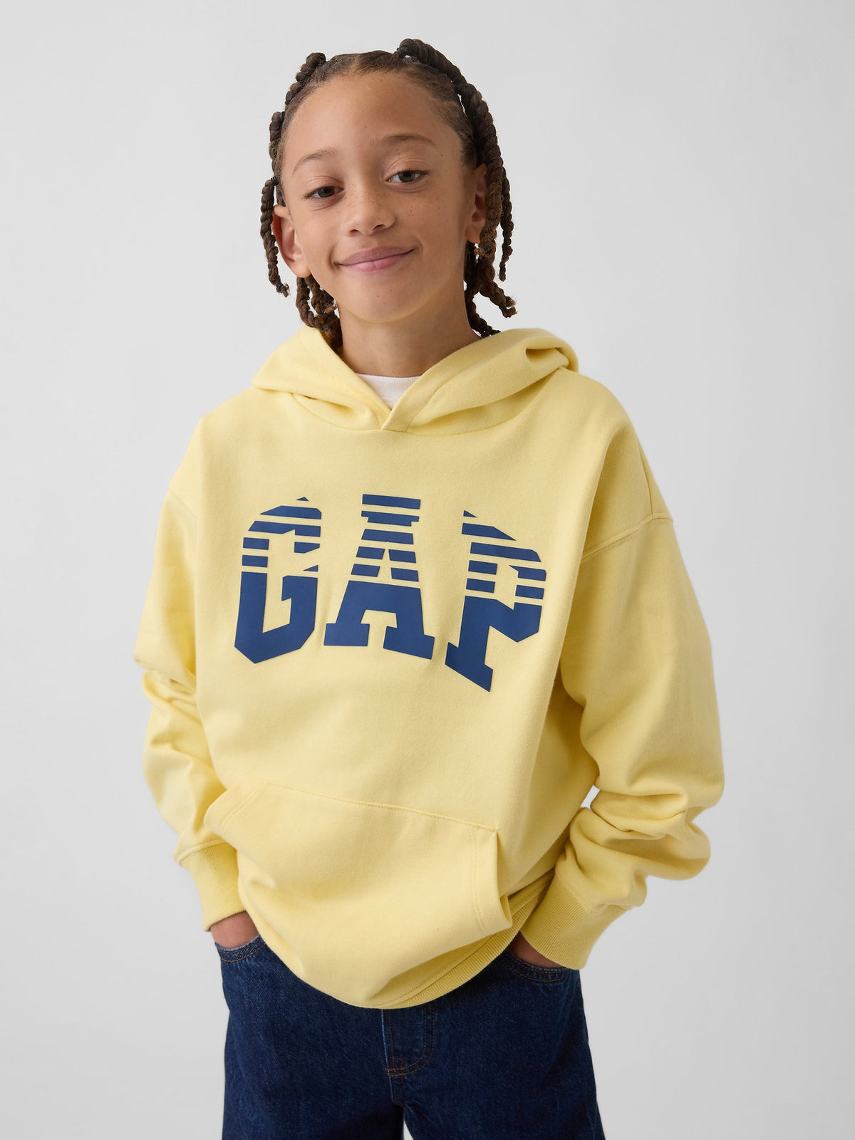 Sarı Relaxed Gap Logo Fransız Havlu Kumaş Sweatshirt