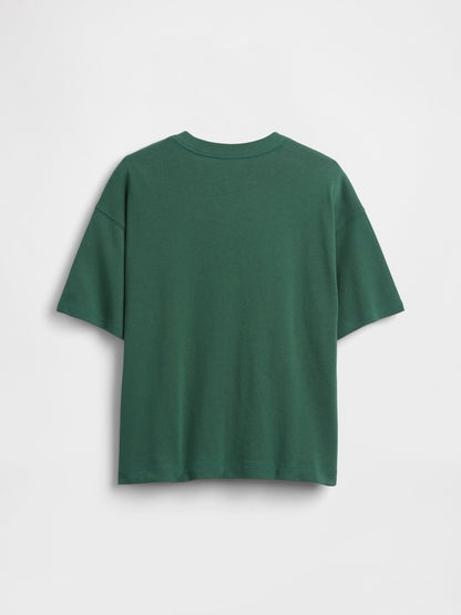 Yeşil Marvel Oversized Grafik Baskılı T-shirt