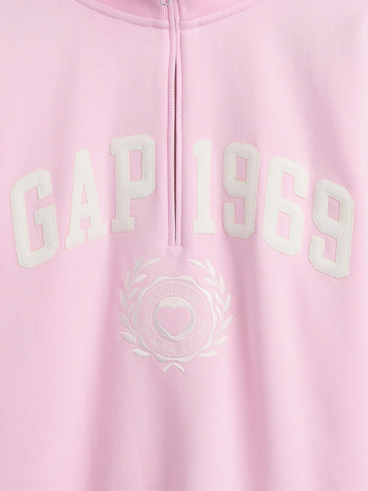 Açık Pembe Vintagesoft 1969 Logo Yarım Fermuarlı Sweatshirt