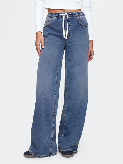 Lacivert Mid Rise Easy Baggy Jean Pantolon