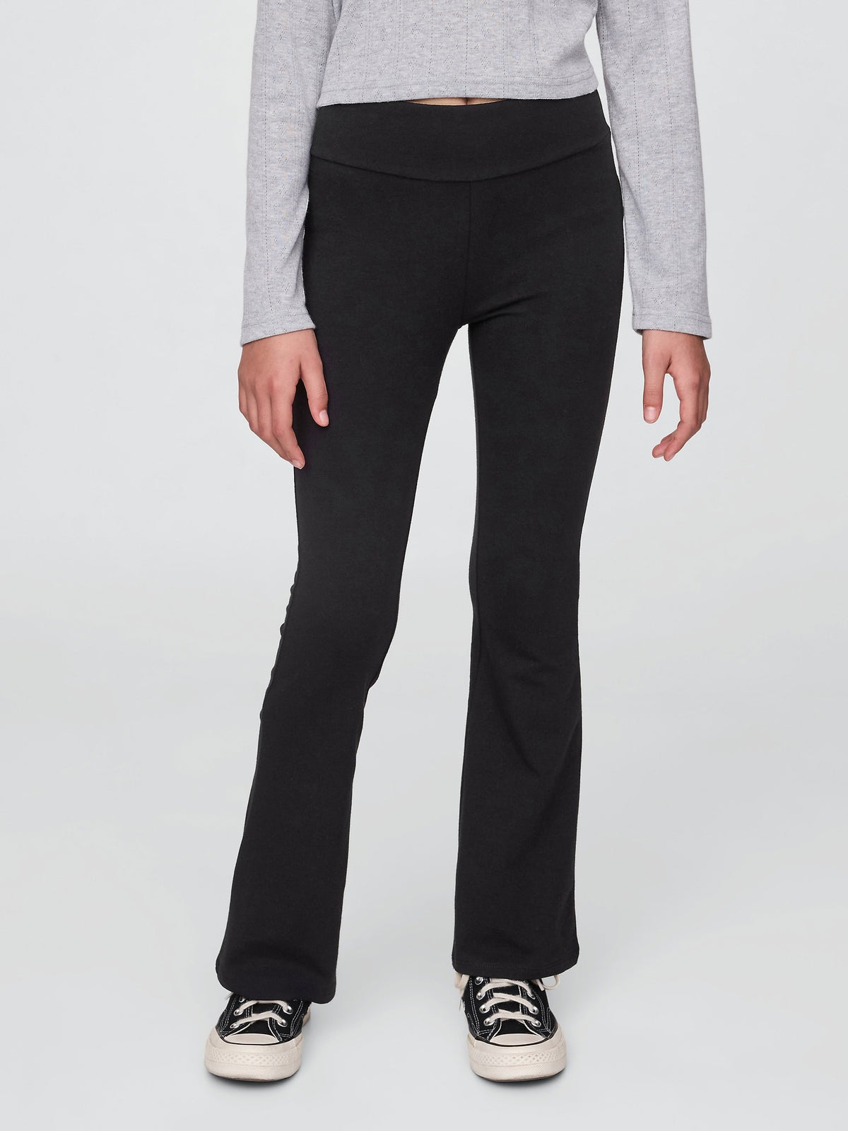 Siyah Organik Pamuk Flare Legging Tayt
