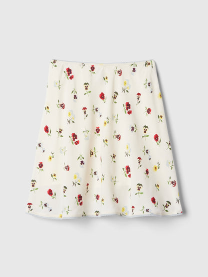 Beyaz Gap × Dôen Çiçek Desenli Mini Etek