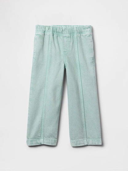Açık Mavi Ultrasoft Pull-on Baggy Wide-leg Jean Pantolon
