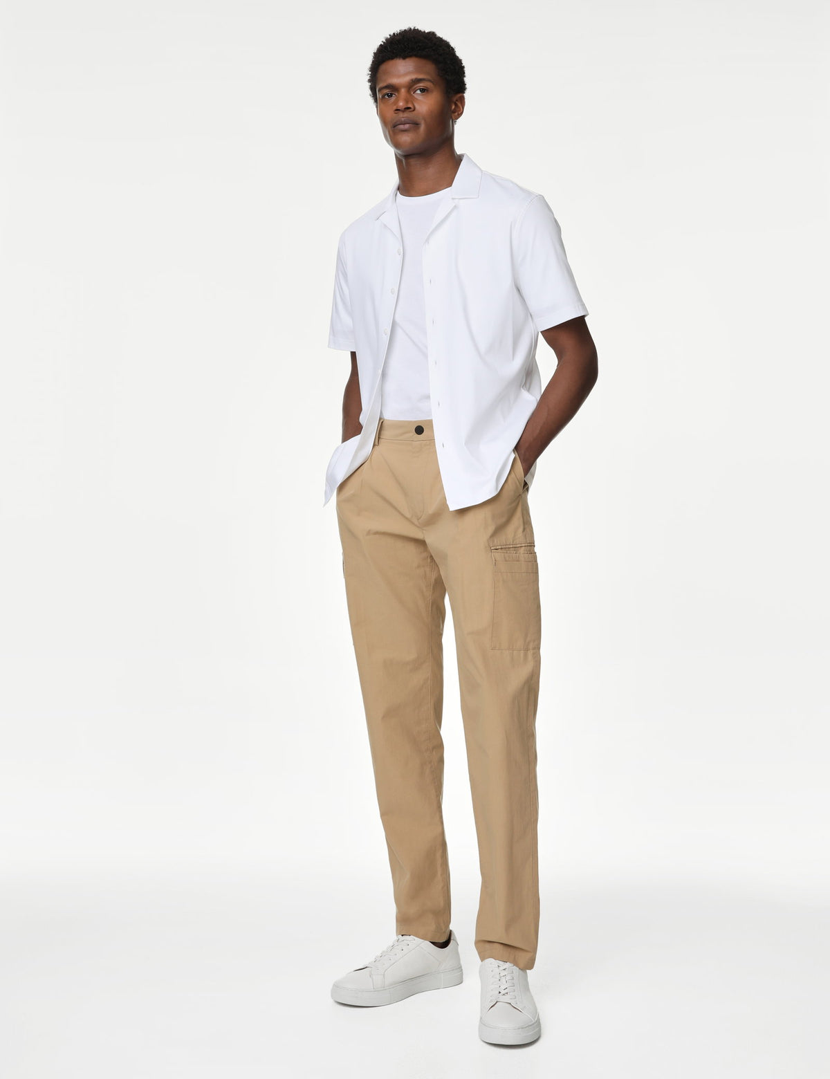 Saf Pamuklu Tapered Fit Kargo Pantolon