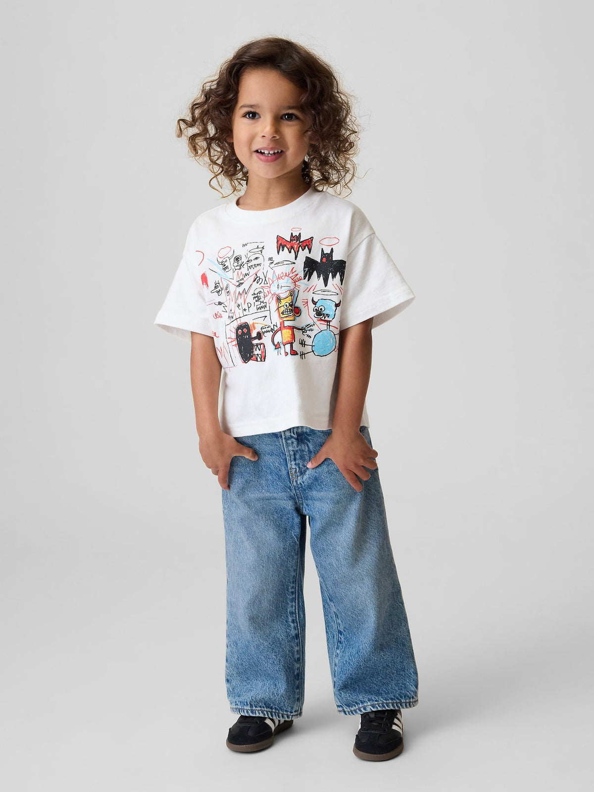 Beyaz Jean-michel Basquiat Grafik Baskılı T-shirt