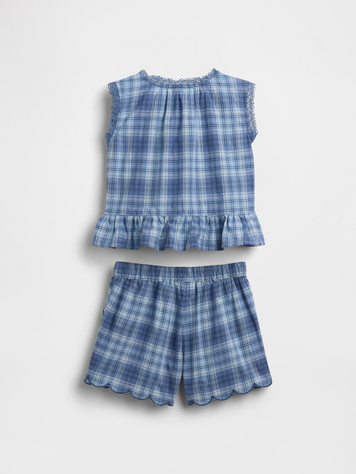Mavi Baby Plaid Iki Parça Outfit Set