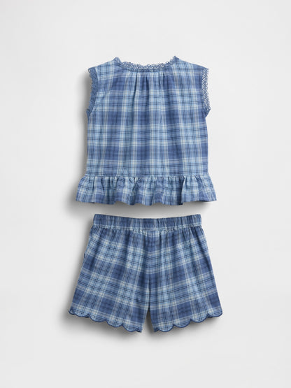 Mavi Baby Plaid Iki Parça Outfit Set