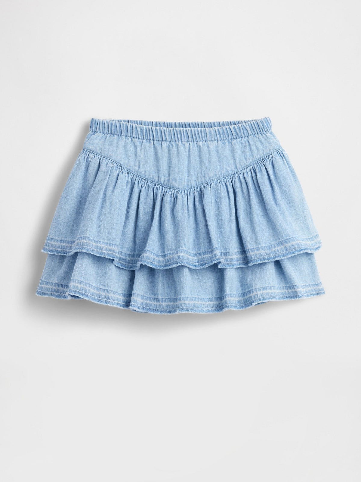 Açık Mavi Denim Ruffle Şort Etek
