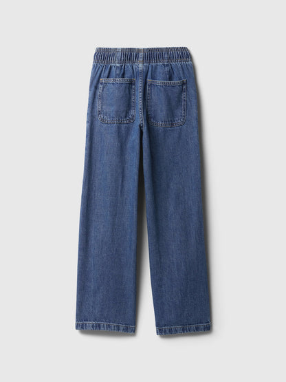 Lacivert Wide Leg Jean Pantolon