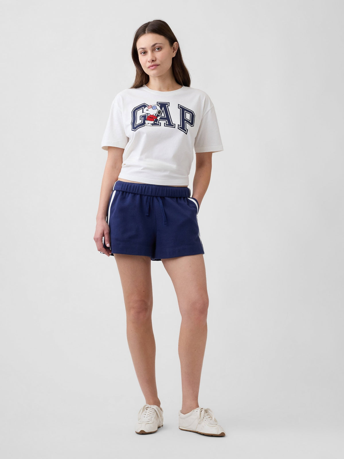 Beyaz Peanuts Oversized Gap Americana Logo T-shirt