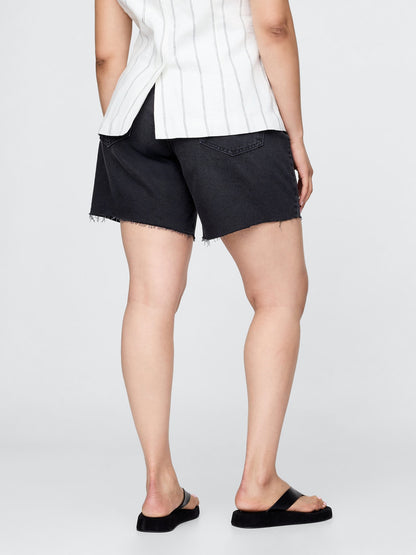 Siyah 8 Mid Rise '90s Loose Denim Bermuda Şort