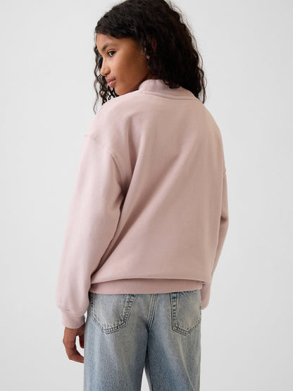 Açık Pembe Vintagesoft Oversized Mockneck Logo Sweatshirt
