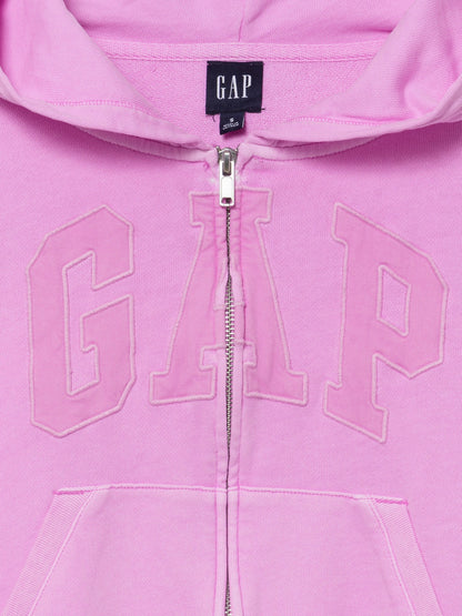 Yeşil Fransız Havlu Kumaş Oversized Gap Logo Fermuarlı Sweatshirt