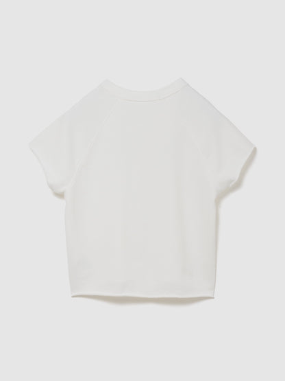 Beyaz Relaxed Fransız Havlu Kumaş Grafik Baskılı T-shirt