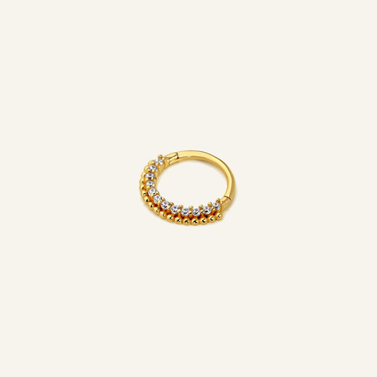 Beaded Arc Boncuk Detaylı Yarım Tur Taşlı Altın Halka Helix Piercing 8 Mm