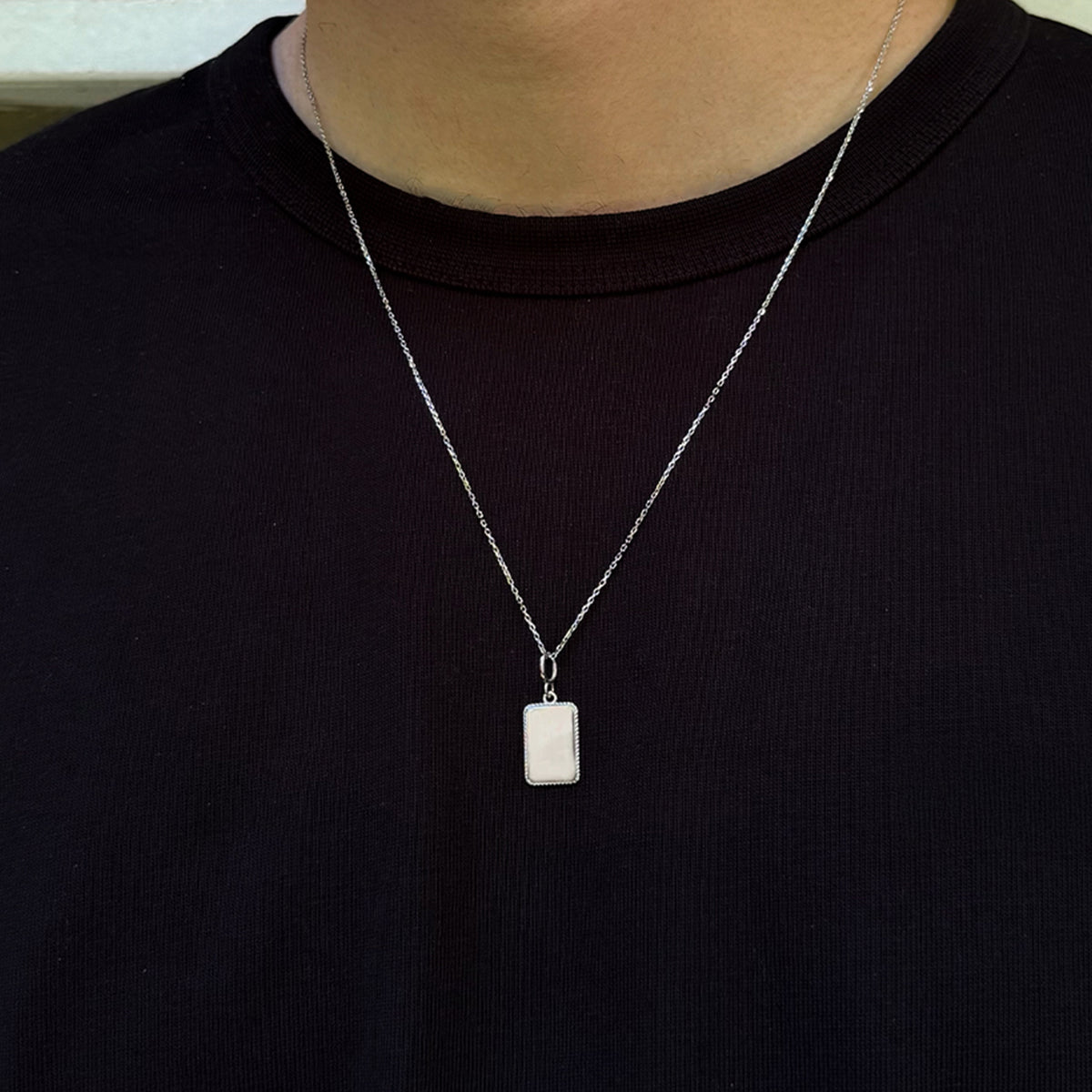 White Trace Düz Plaka Kişiselleştirilebilir Craft Kolye Ucu
