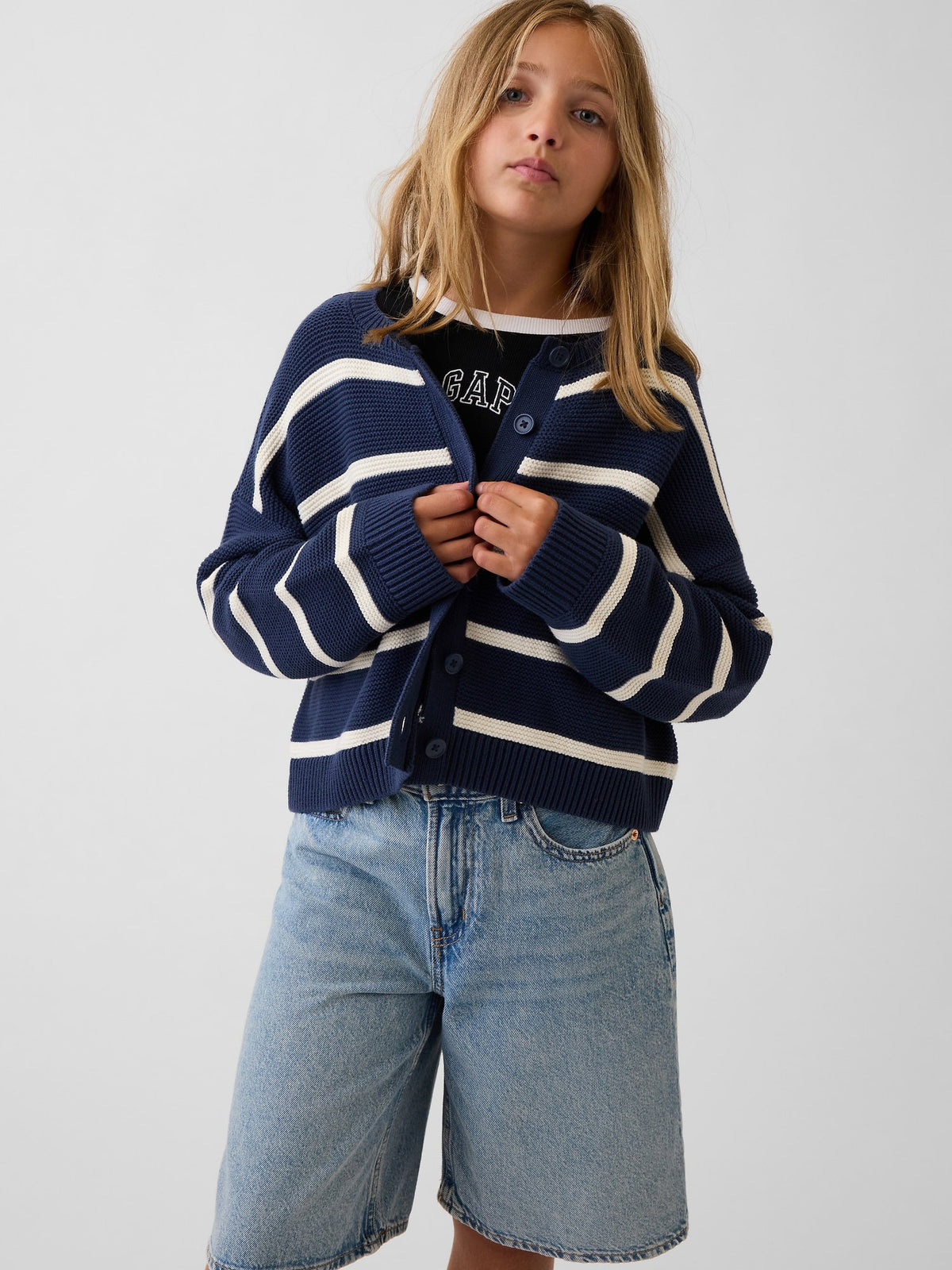 Lacivert %100 Pamuk Oversized Boxy Triko Hırka