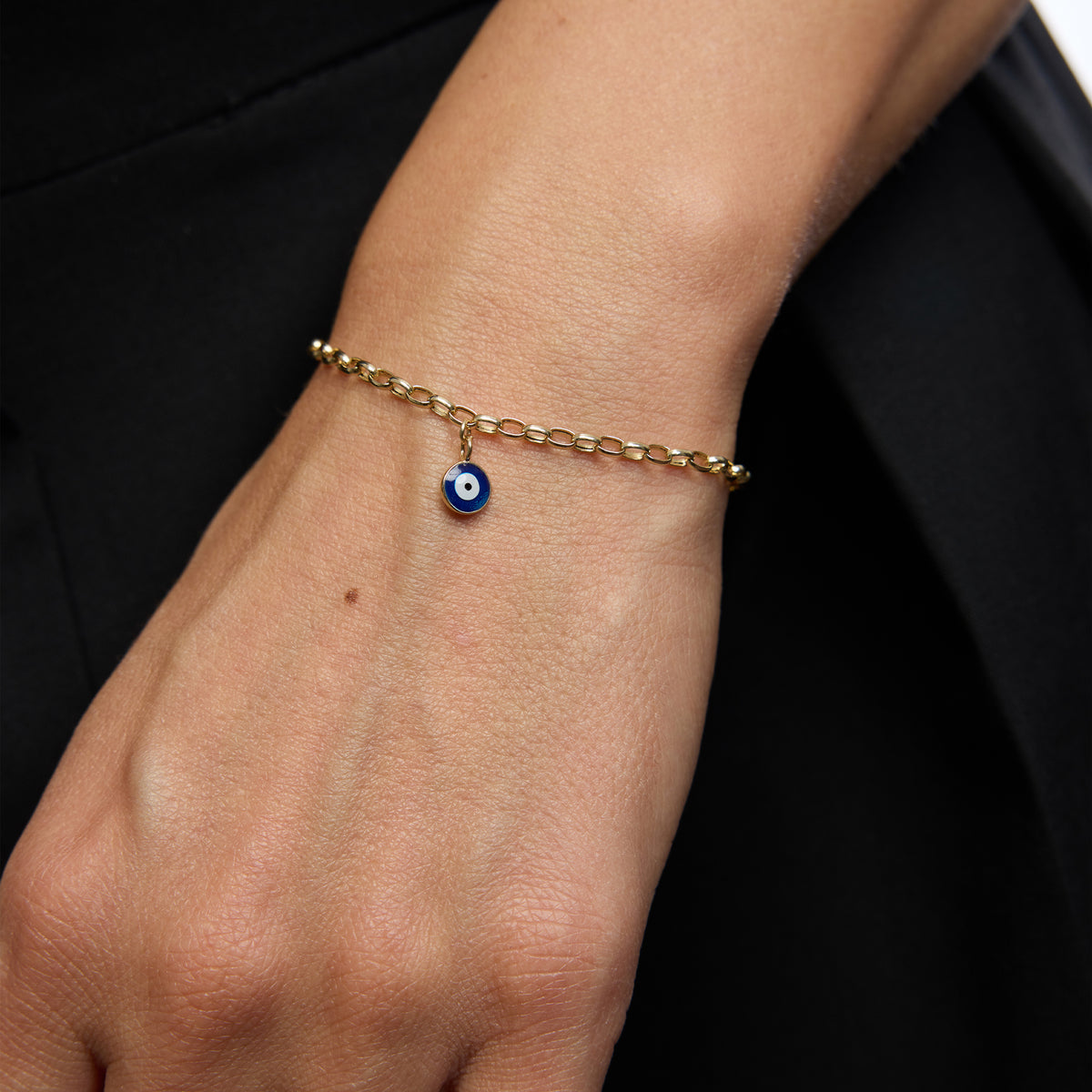 Big Evil Eye Nazar Boncuğu Mineli Altın Charm